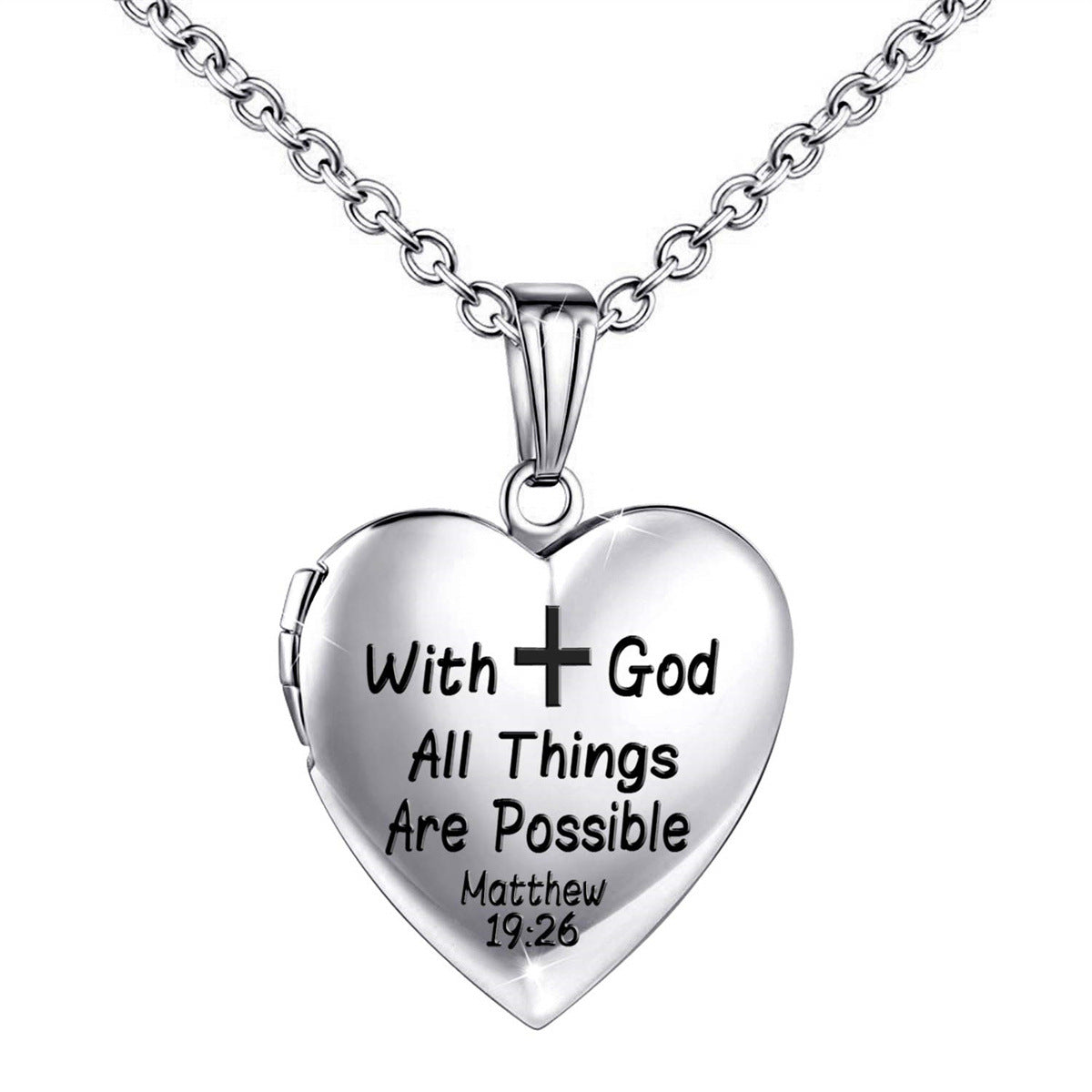 Natural Style Heart-Shaped Stainless Steel Pendant Necklace with Opening Photo Frame and Engraving Capability for Women