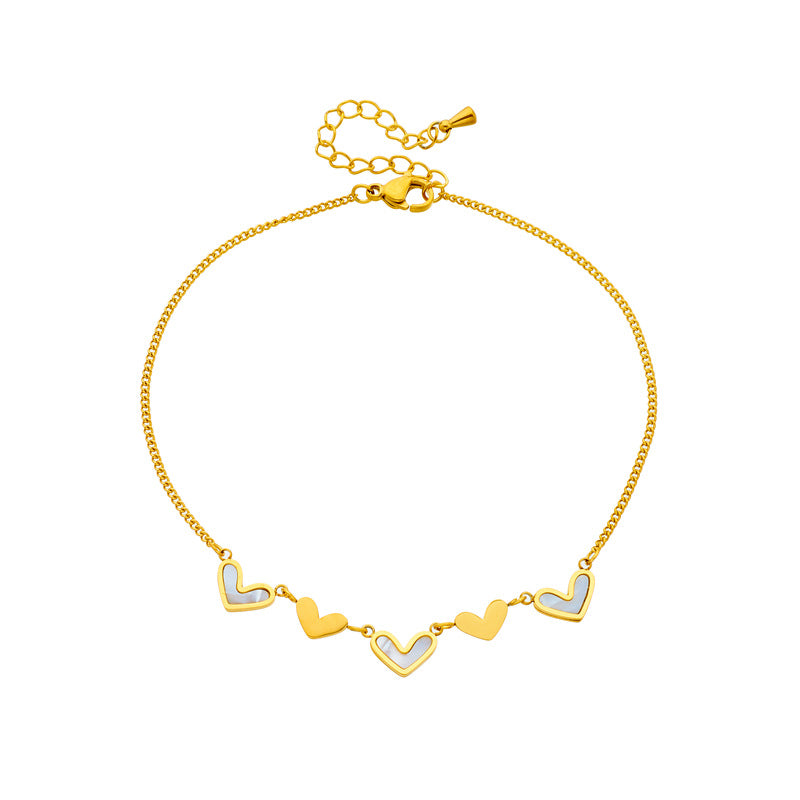 Minimalist Heart-Shaped Titanium Steel Anklet with Smooth Finish and Beach-Inspired Design