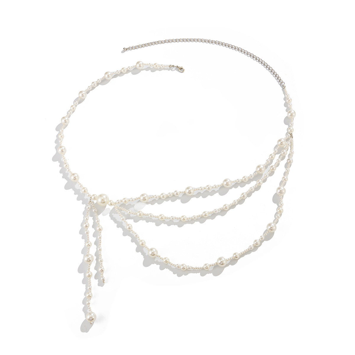 Minimalist Multi-Layer Imitation Pearl Round Bead Tassel Body Chain for Women