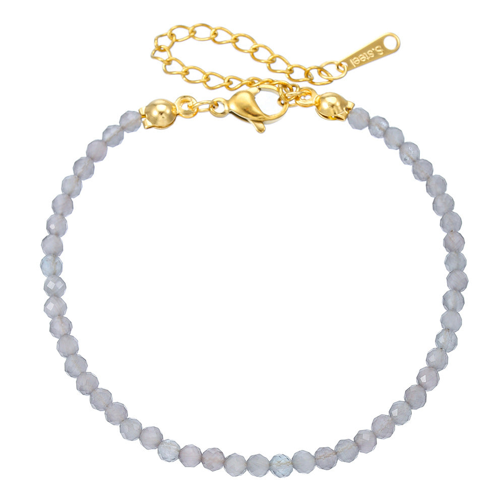 Fashion Geometric Crystal Glass Bead Stainless Steel Bracelet Unisex