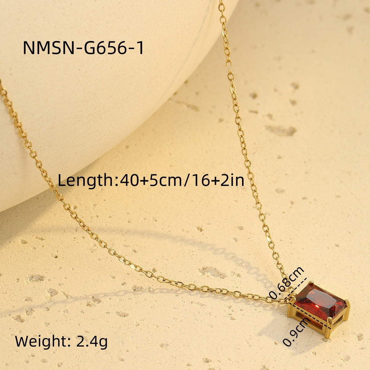 Minimalist Square Zirconia Pendant Necklace in Stainless Steel with Plated Finish for Women