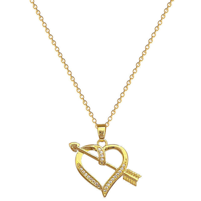 Collana Minimalista a Cuore in Acciaio al Titanio con Intarsio di Strass per Donna e Uomo, Delicata Catena alla Clavicola