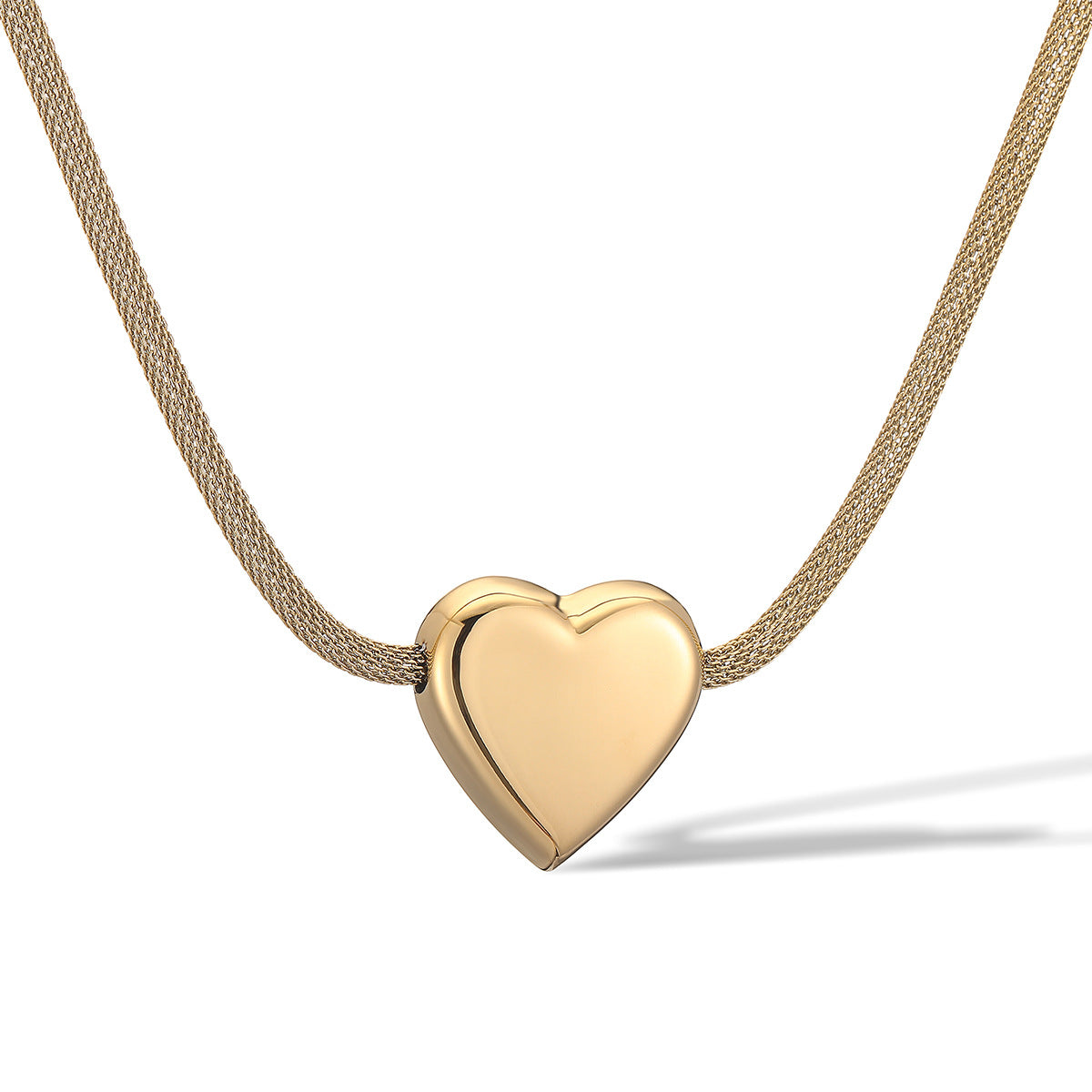 Collana da donna con pendente a cuore minimalista in acciaio inossidabile con placcatura in oro 18 carati