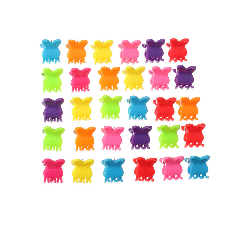 Cute Rabbit-Shaped Plastic Hair Clips for Girls, Enamel-Finished Children's Hair Accessories Set of 30 Assorted Colors