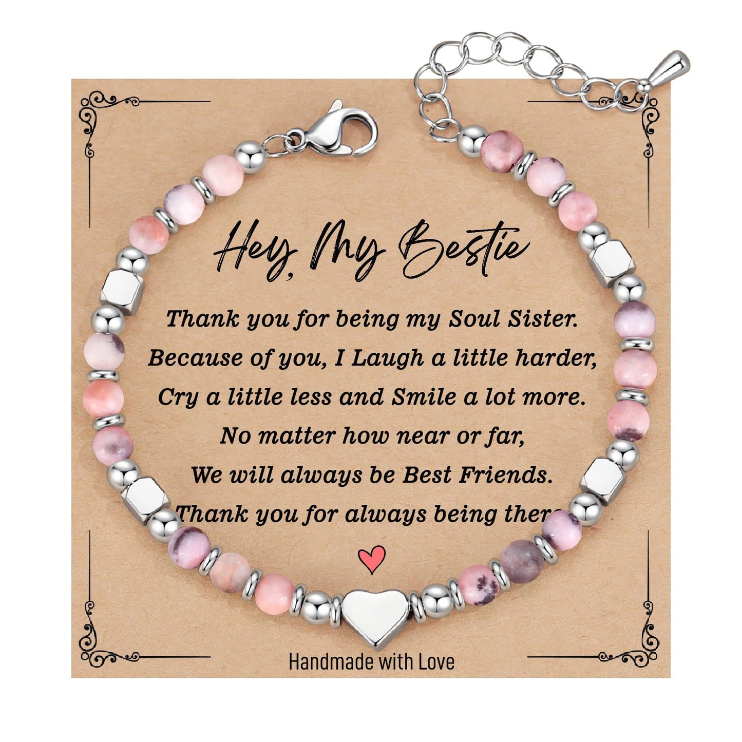 Fashion Heart Shaped Crystal Beaded Stainless Steel Bracelet for Women