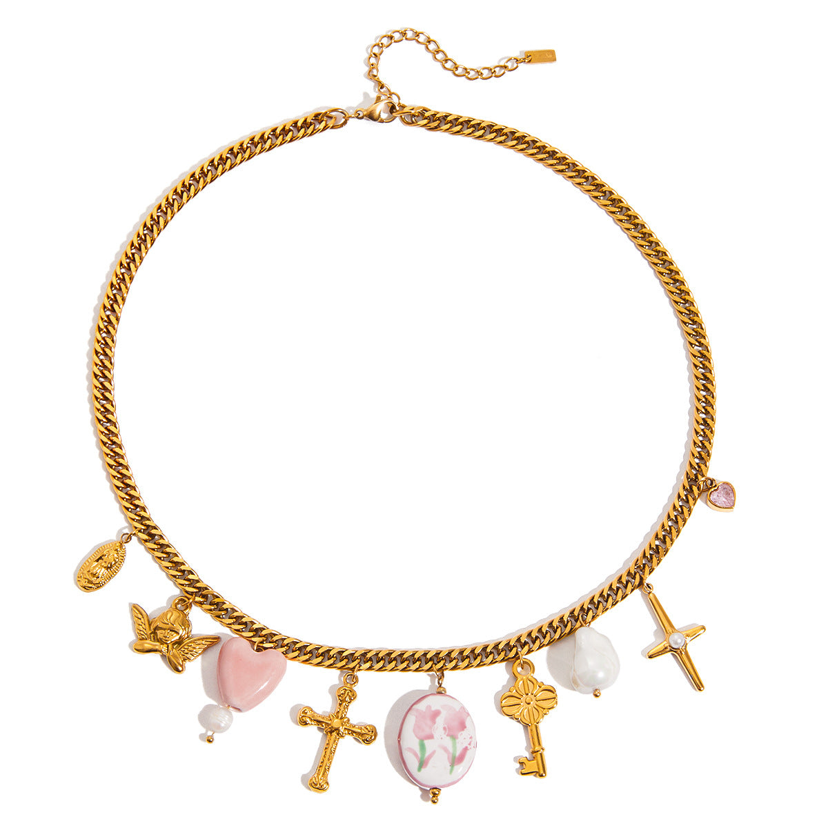 Collar con colgante minimalista de acero inoxidable con forma de corazón, dije de acero de titanio y acabado galvanizado para mujer