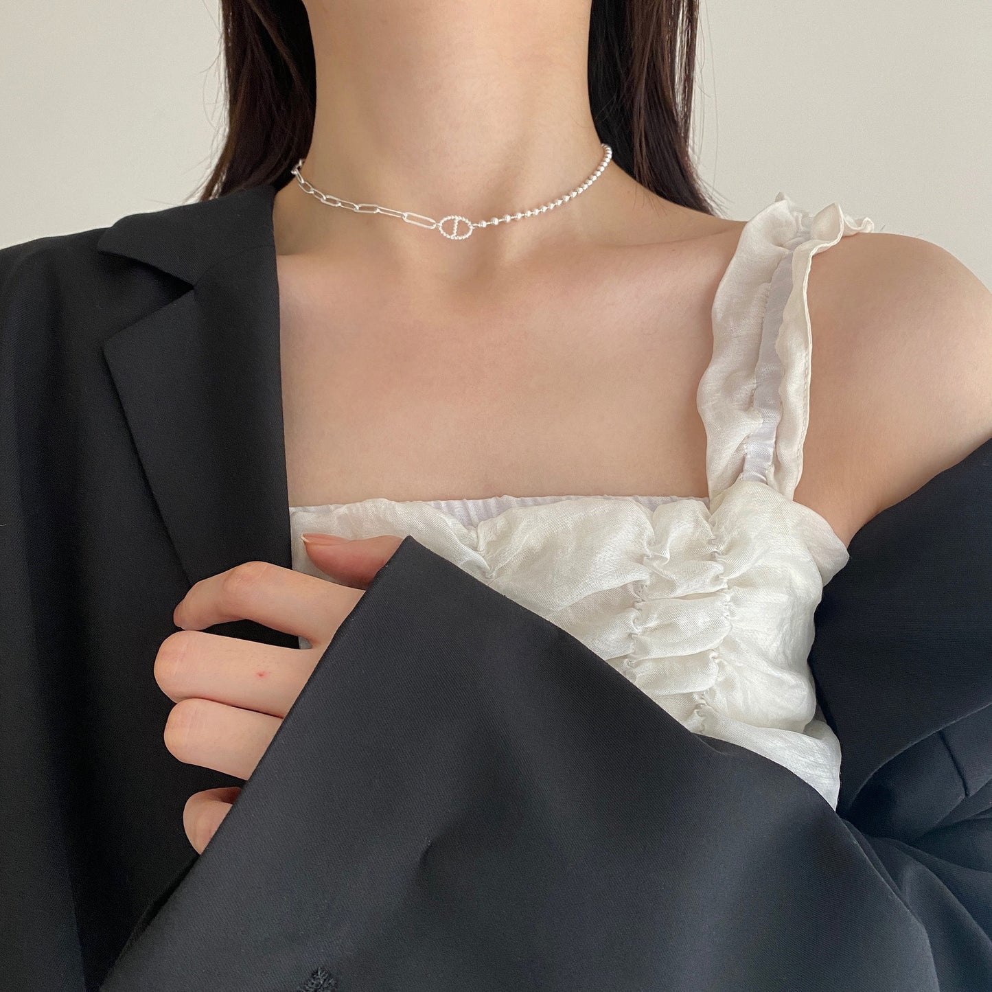 Minimalist Geometric Star Pendant Necklace in 925 Sterling Silver with Gold Plating on Beaded Chain