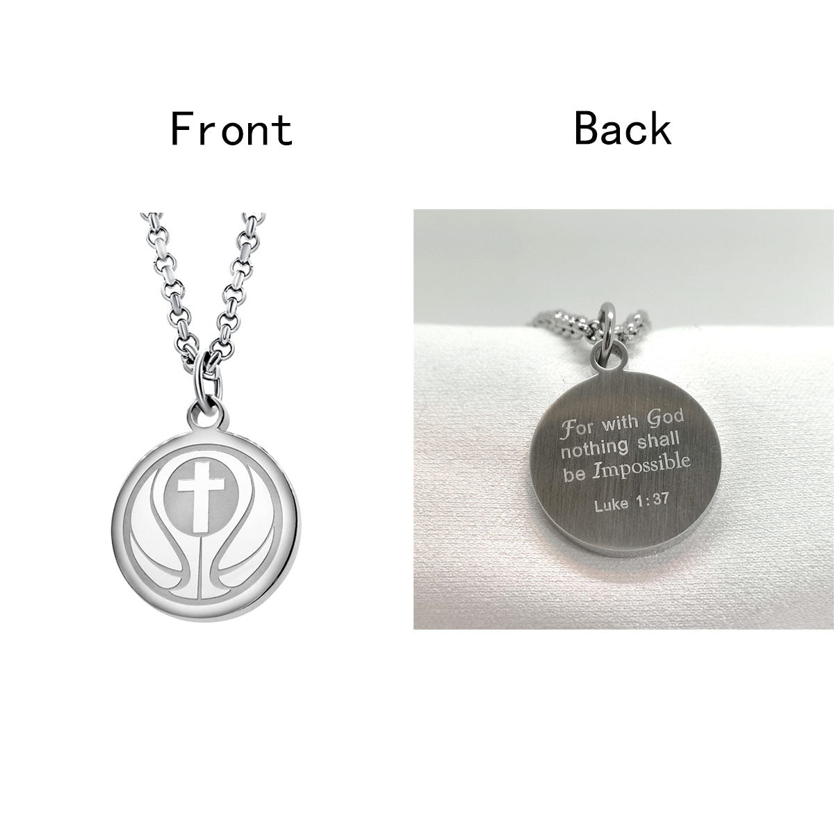 Collana girocollo da donna con ciondolo rotondo geometrico minimalista in acciaio al titanio con finitura lucida e catena a O