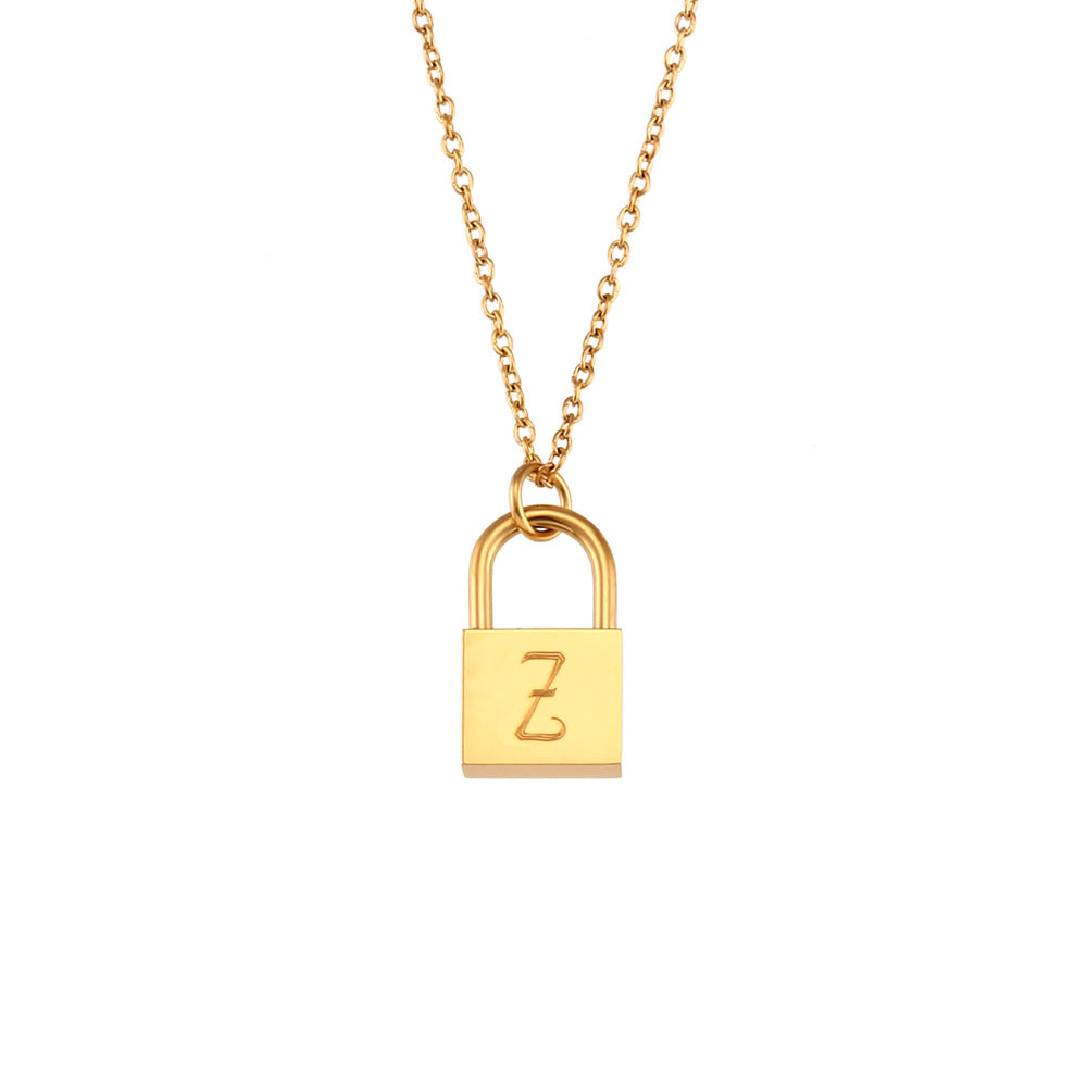 Fashionable Minimalist Stainless Steel Letter Pendant Necklace with Plated Finish for Women