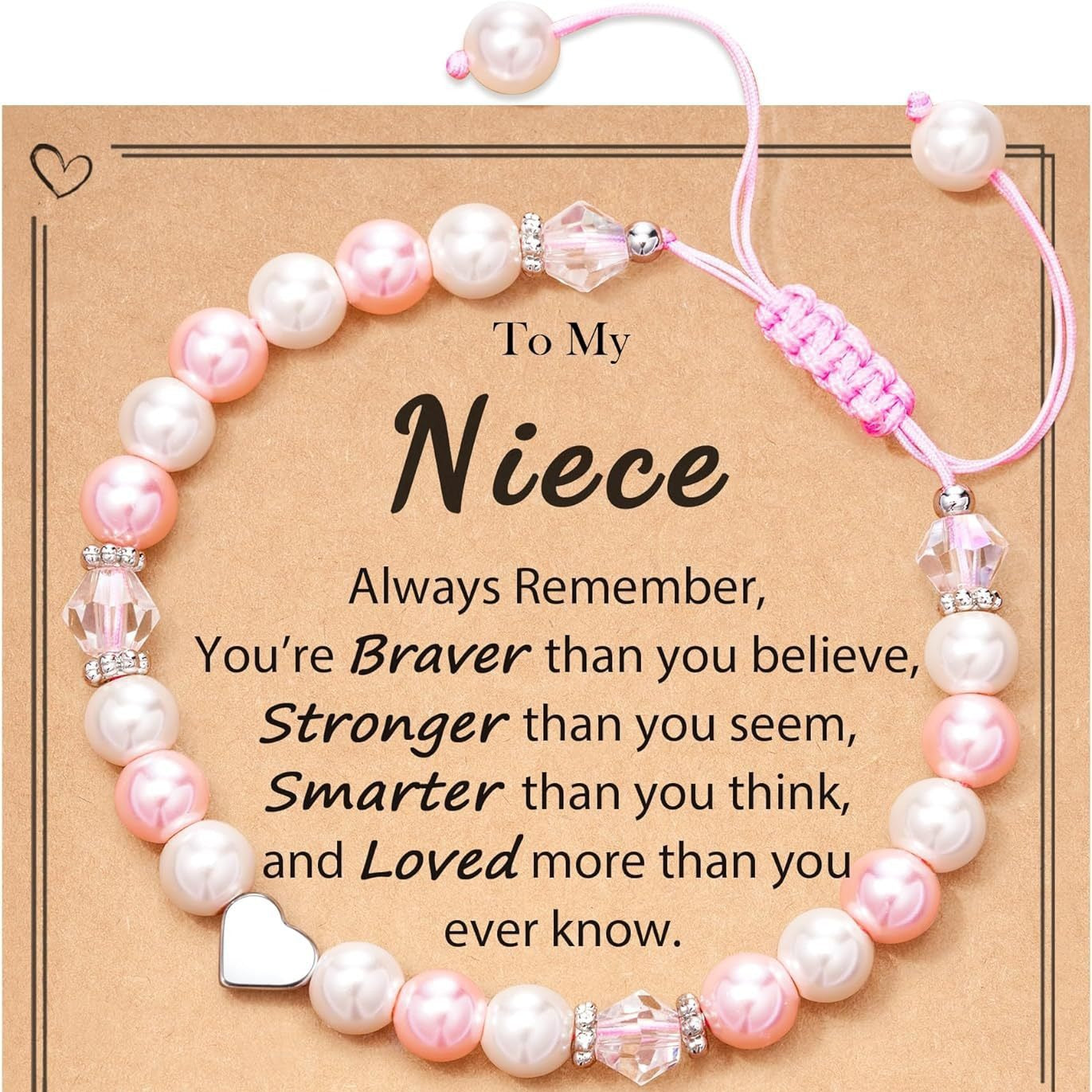 Sweet Heart Imitation Pearl Crystal Woven Bracelet for Women