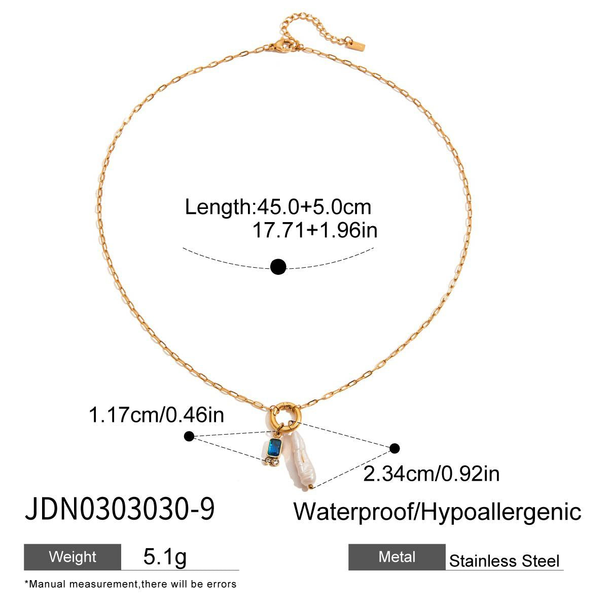 Elegant Geometric Stainless Steel Plated Necklace with Titanium Steel Pendant and Pearl Inlay for Women