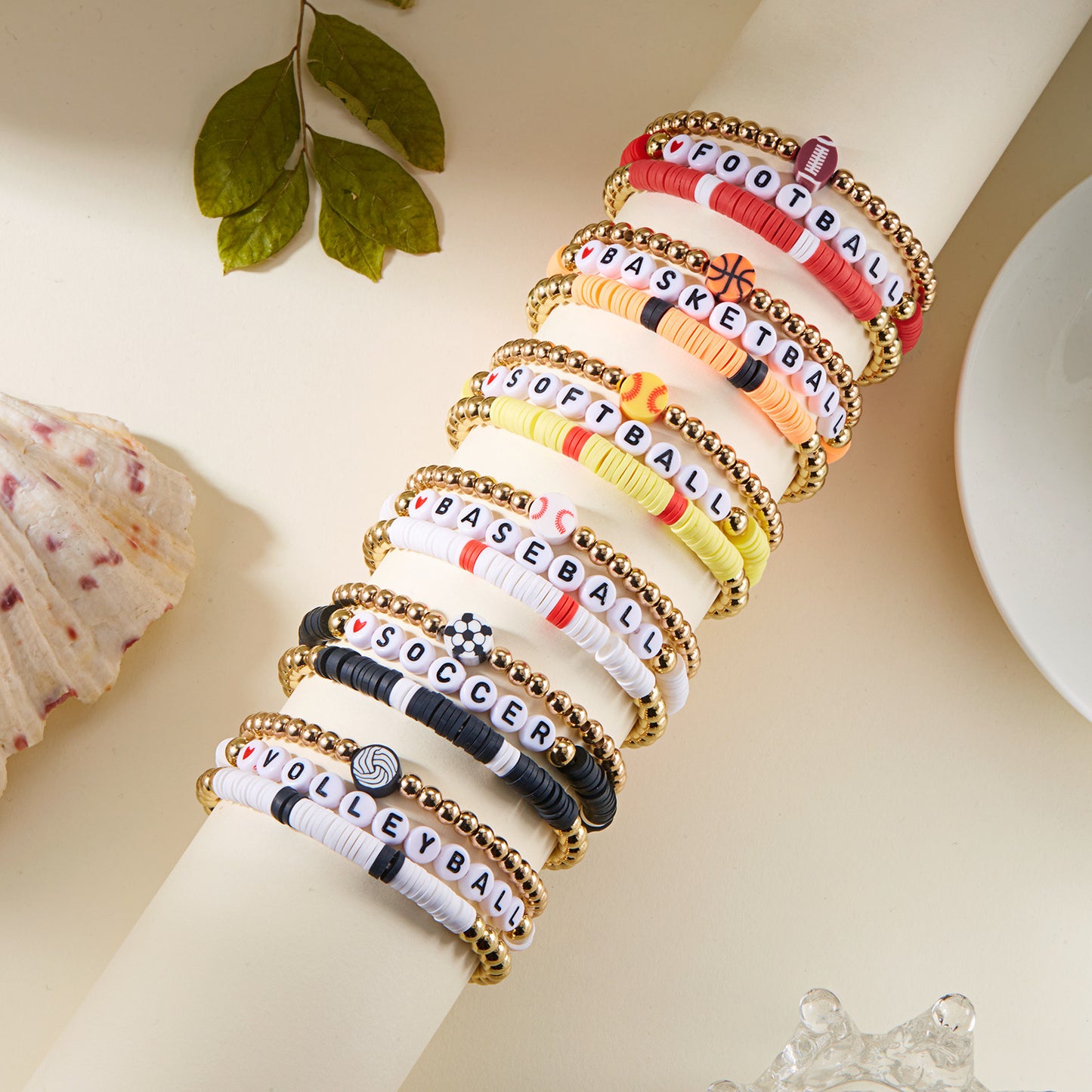 Casual Letter Acrylic Plated Bracelet Set