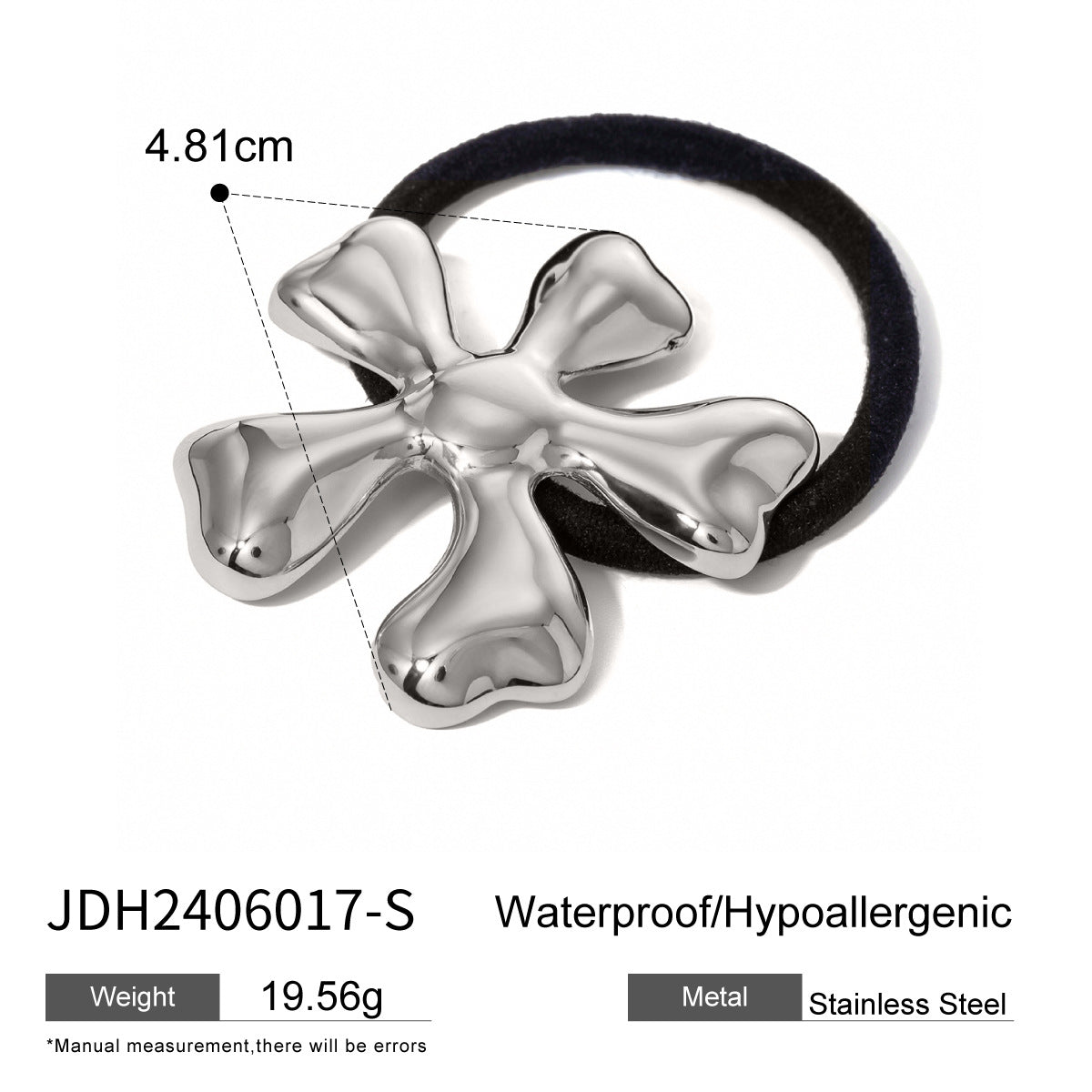 Floral Stainless Steel Hair Tie with Plated Finish for Women, High-Elasticity Ponytail Holder, Fashion-Forward Everyday Accessory