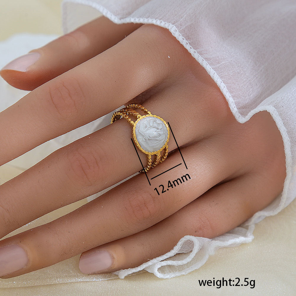 Anello aperto regolabile geometrico in acciaio al titanio con finitura galvanica per donna e uomo, gioielli moderni e minimalisti