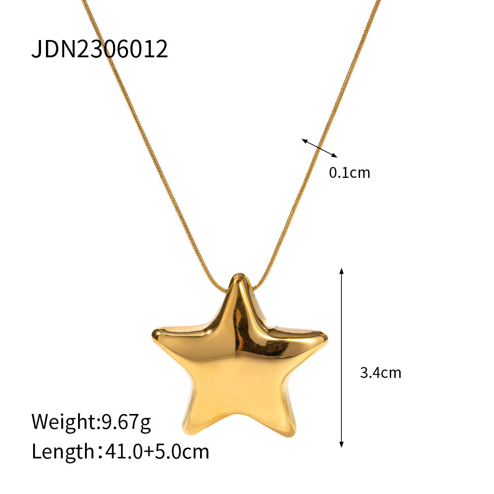 Minimalist Geometric Titanium Steel Pendant Stainless Steel Multi-layer Cable Chain Necklace for Women