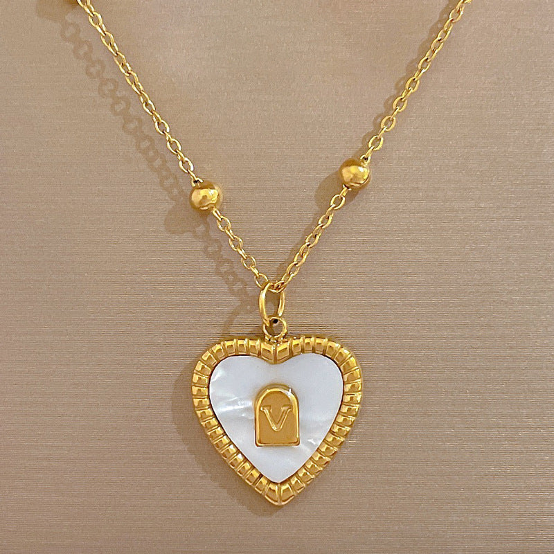 Collar Minimalista de Acero de Titanio en Forma de Corazón con Baño de Oro para Mujer y Hombre Cadena de Camafeo Accesorio de Moda