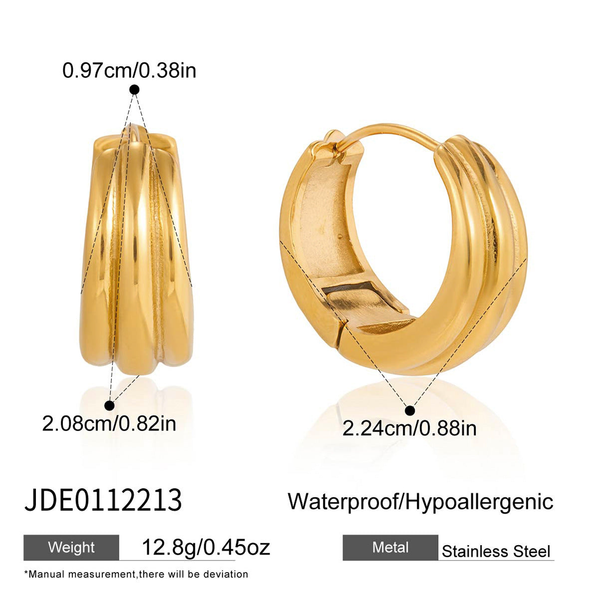 Orecchini a Cerchio da Donna Minimalisti Ed Eleganti Placcati Oro Rotondi Geometrici in Acciaio Inossidabile