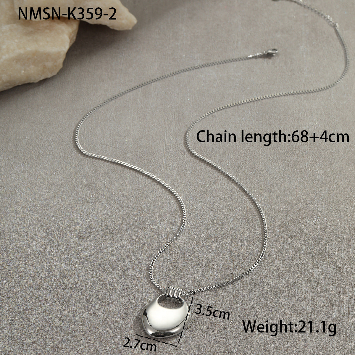 Minimalist Geometric Saddle Bag Pendant Necklace in Stainless Steel with Plated Finish for Women Long Sweater Chain