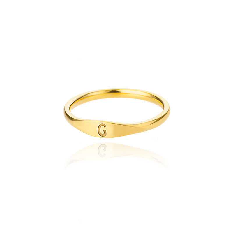 Minimalist Luxury Plated Stainless Steel Letter Ring Unisex