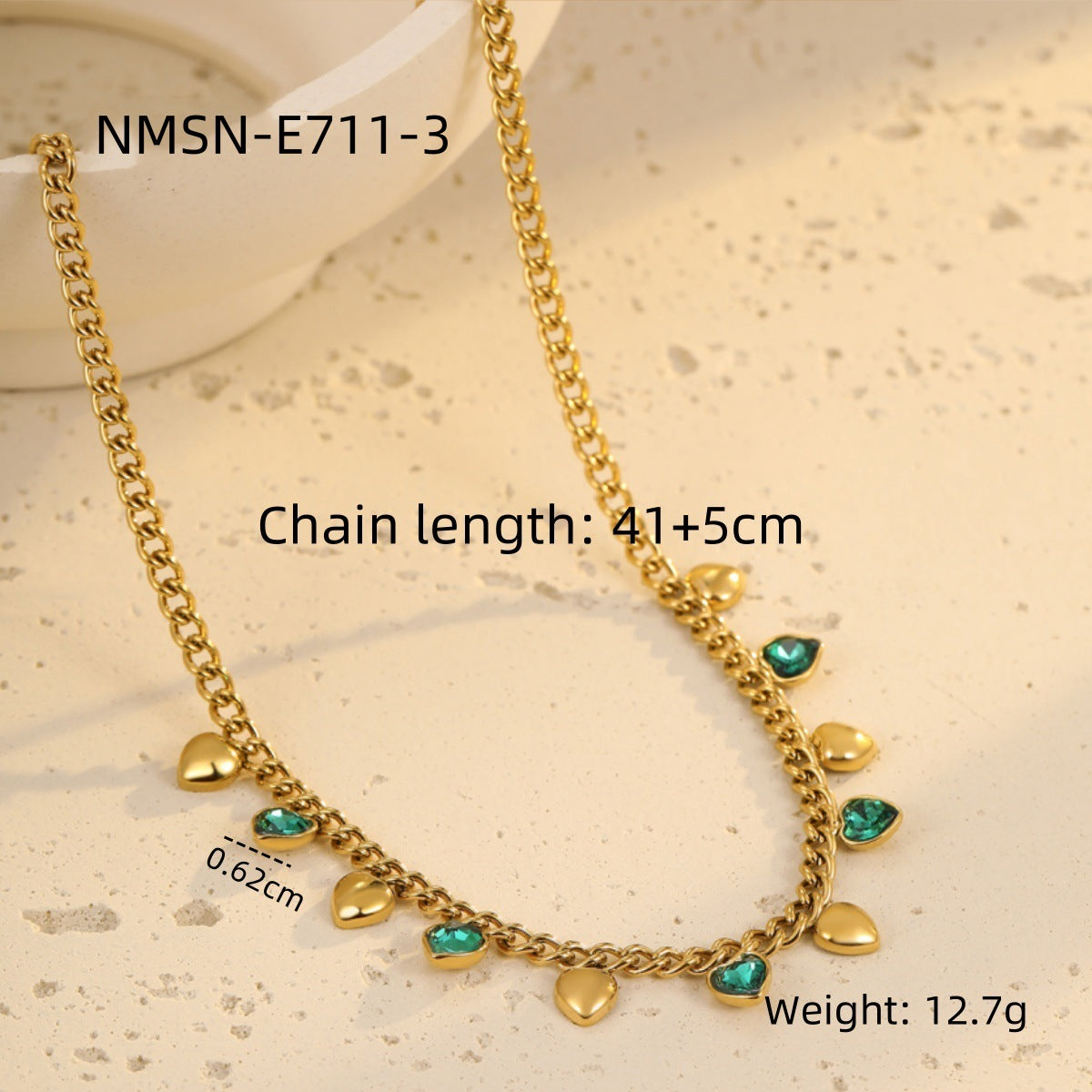 Collana da Donna Minimalista alla Moda con Ciondolo a Nappa in Acciaio Inossidabile, Intarsio di Strass e Finitura Placcata