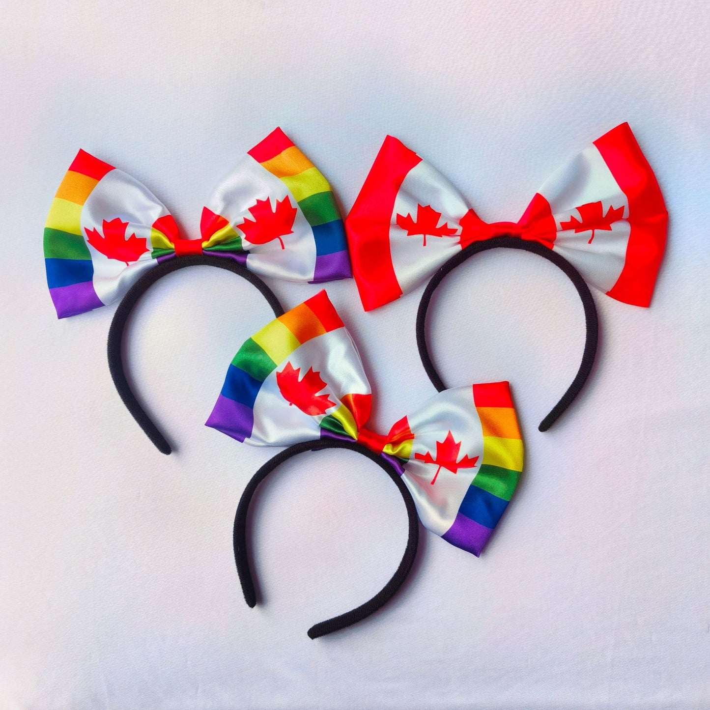 Canadian Flag Maple Leaf Rainbow Bow Headband Unisex Resin Hair Accessory for National Day Sports Events