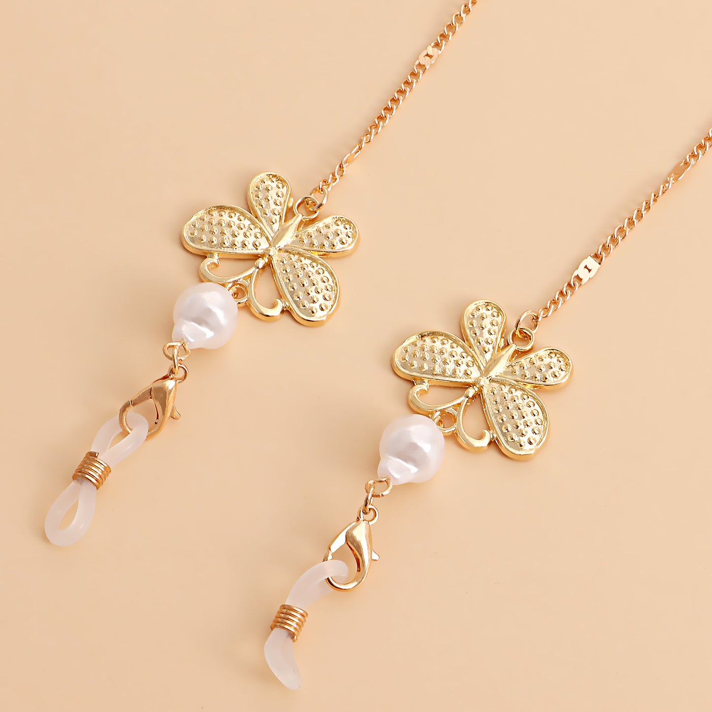 Fashion Butterfly Beaded Tassel Evil Eye Eyeglass Chain Alloy