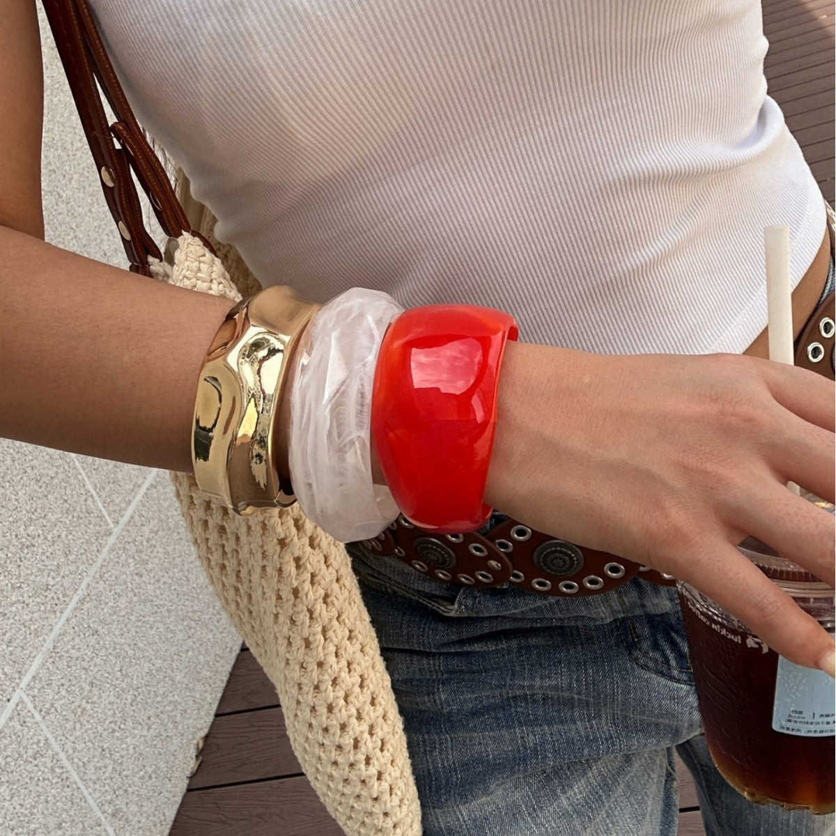 Vintage Geometric Zinc Alloy Plated Wide Cuff Bracelet for Women