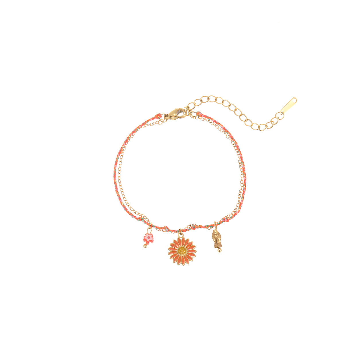 Fashionable OL Style Geometric Enamel Beaded Flower Bracelet for Women in Titanium Steel with Plated Finish