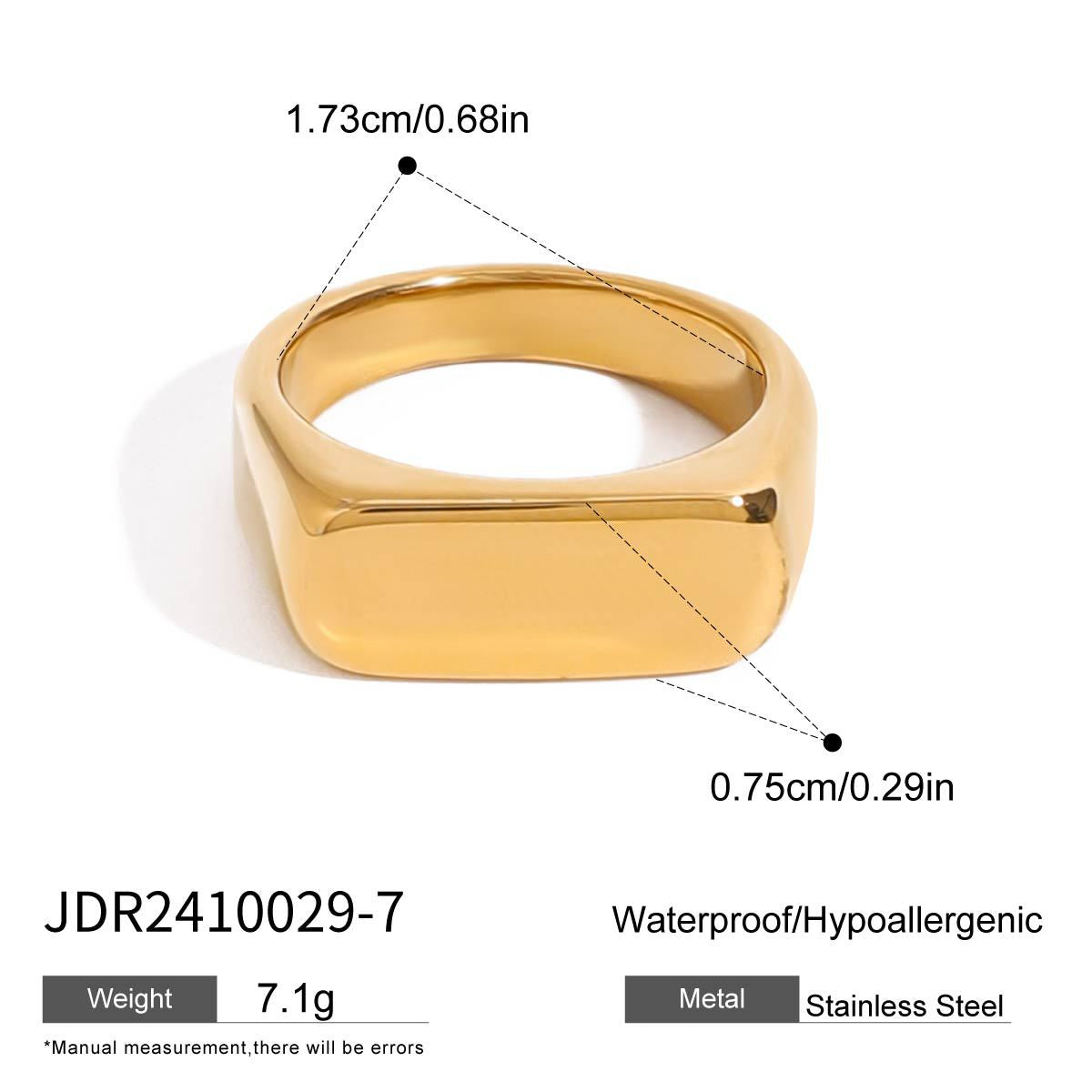 Anillo de banda simple de acero inoxidable chapado en oro de 18 quilates con diseño geométrico de moda para mujer