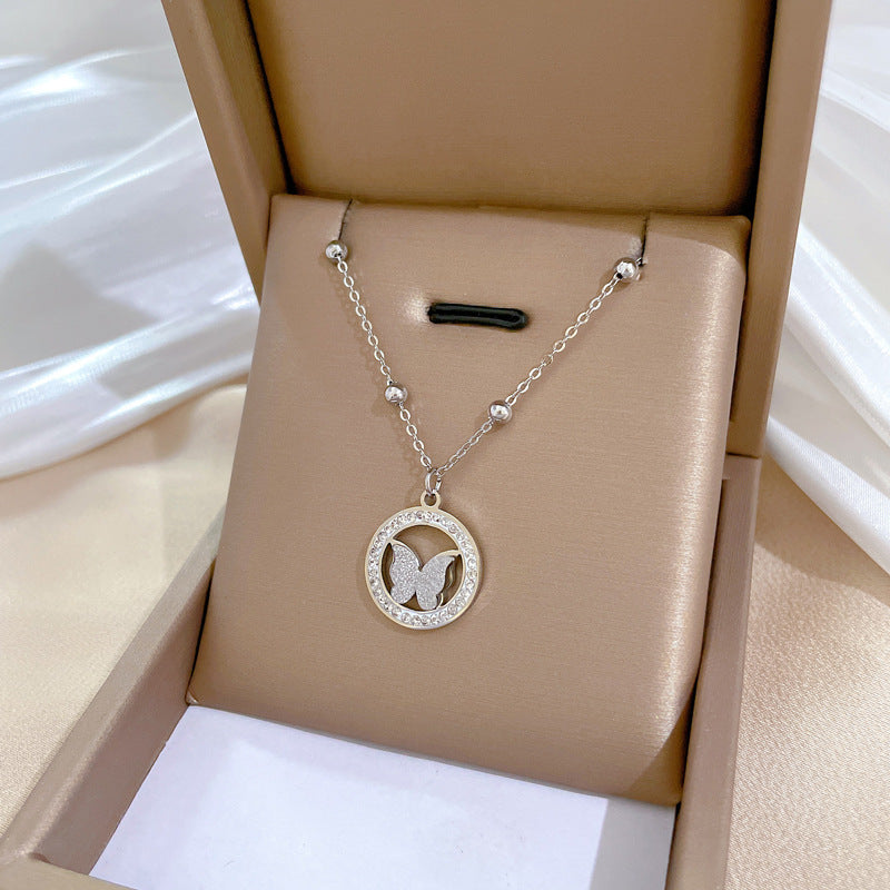 Geometric Minimalist Titanium Steel Plated Necklace with Stainless Steel 304 Pendant for Unisex