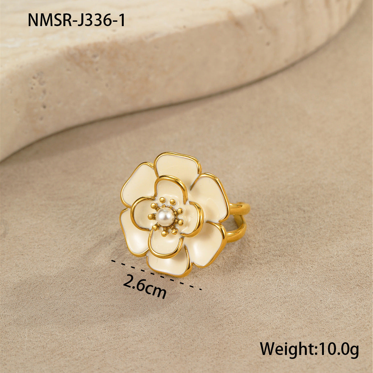 Collar de Acero Inoxidable con Baño de Oro de 18K con Flor de Esmalte en Forma de Camelia Estilo OL de Moda para Mujer