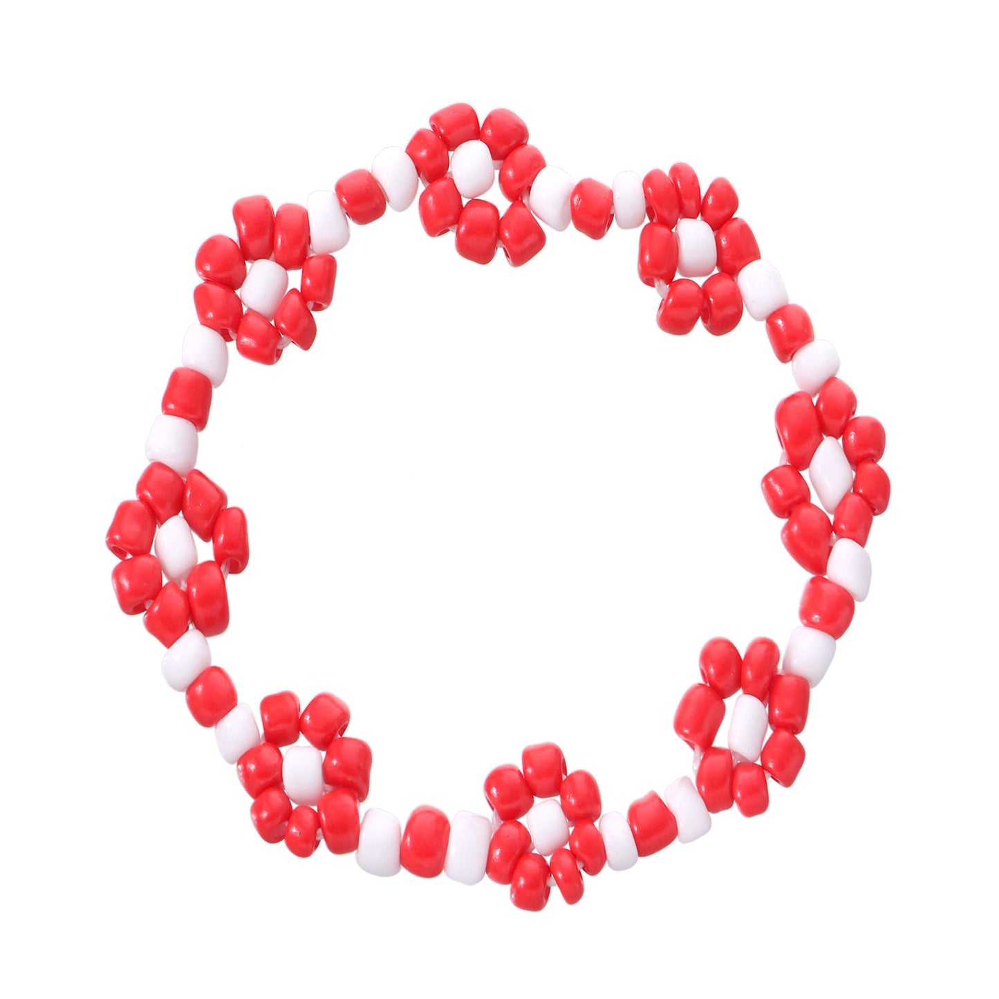 Floral Pattern Elastic Braided Beaded Bracelet for Women with Miyu Beads