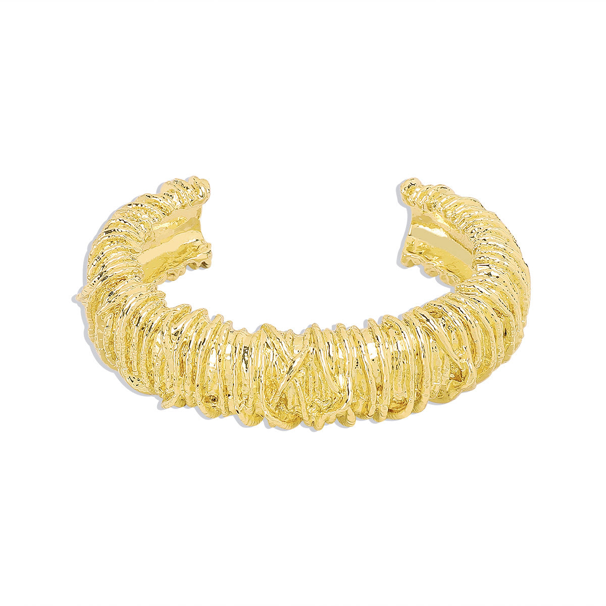 Bracciale rigido geometrico irregolare dolce e grintoso con base in lega galvanizzata, catena a serpente intarsiata di perle, design con apertura elastica