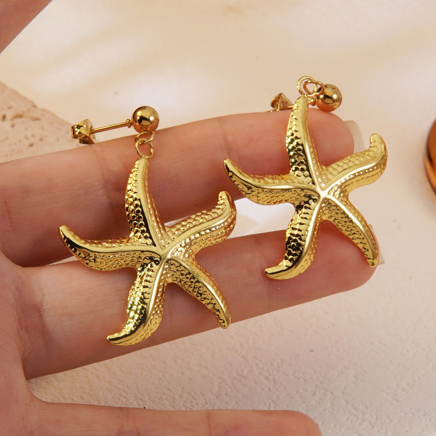 Sweet Streetwear Starfish Stainless Steel Plated Stud Earrings for Women