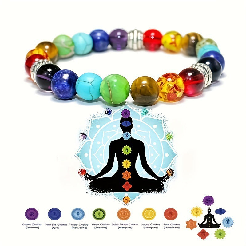 8mm Round Geometric Turquoise Beaded Bracelet Unisex Yoga Balance Hand Jewelry