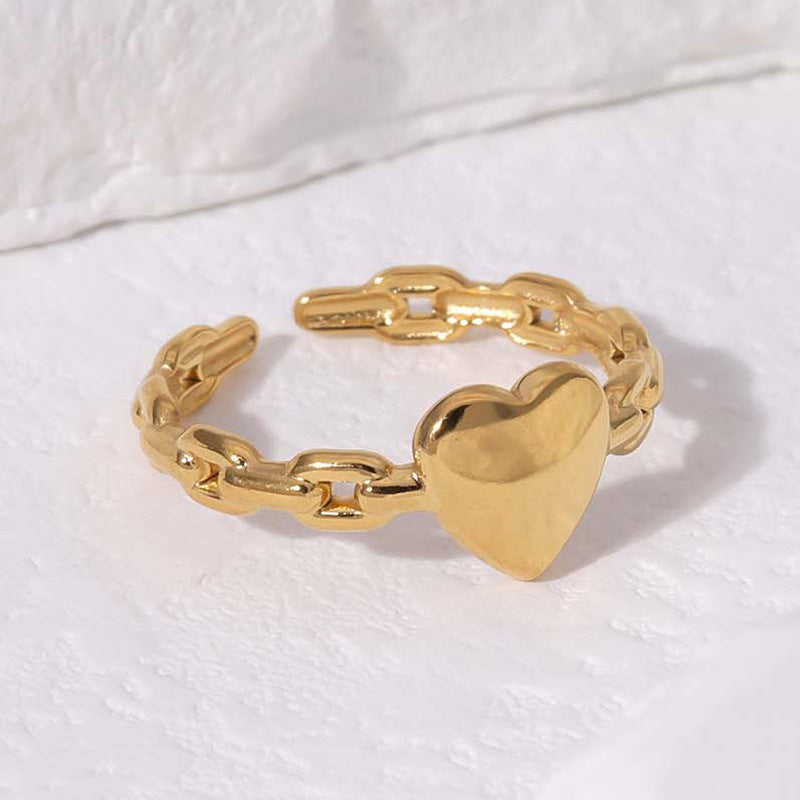 Anello aperto a forma di cuore, in acciaio inossidabile placcato, da donna