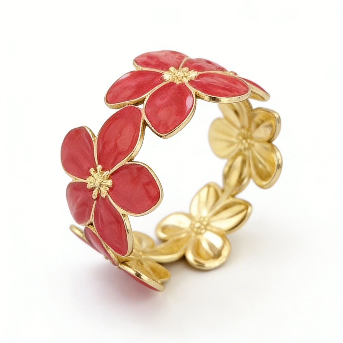 Minimalist Elegant Floral Drip Oil Stainless Steel Cuff Bracelet