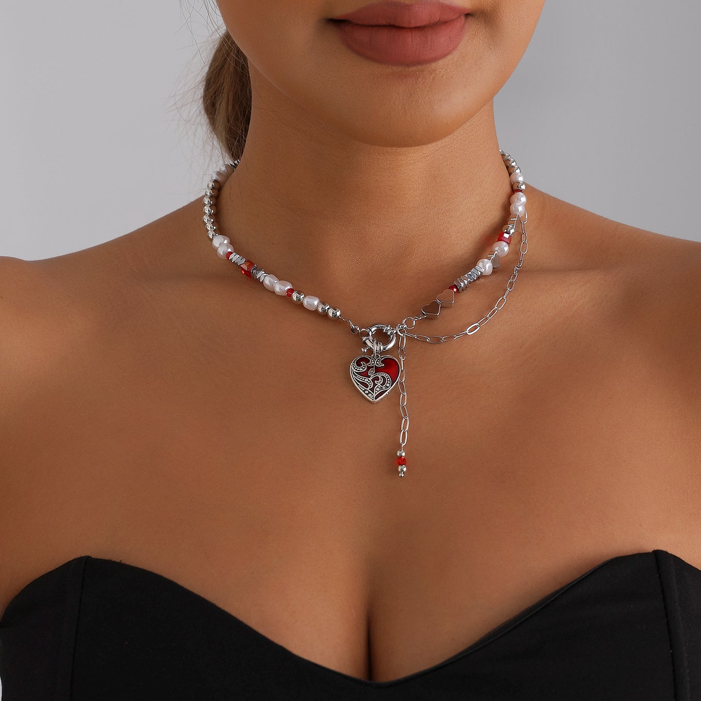 Sweet Streetwear Heart Geometric Alloy Plated Necklace for Women