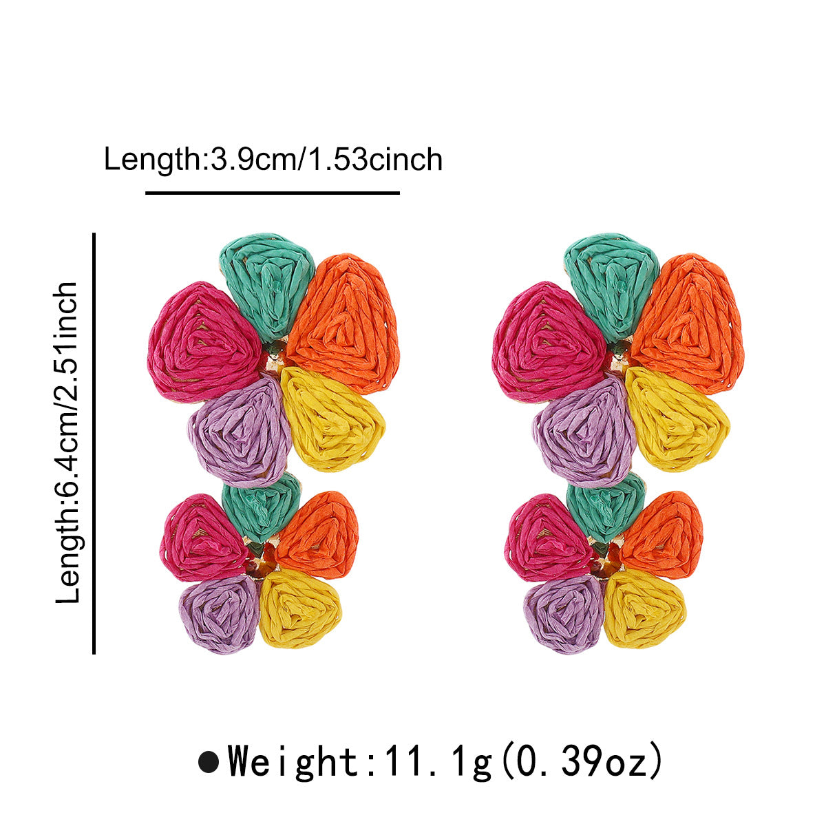 Orecchini con girasole Sweet Floral in lega e rafia per accessori fotografici da viaggio per le vacanze estive