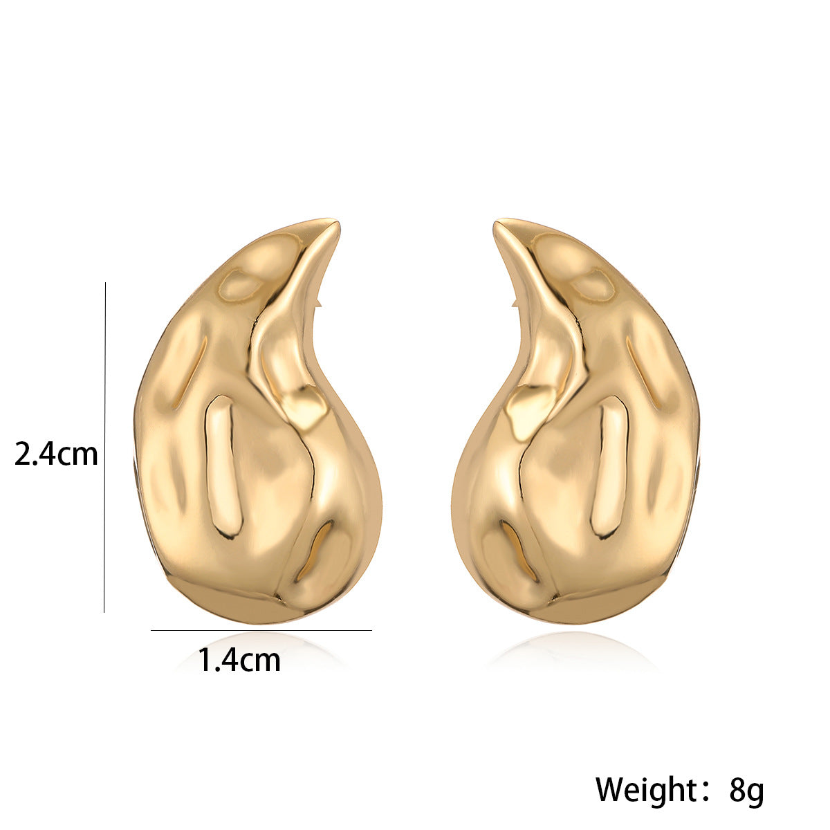 Punk-Style Irregular Geometric Copper Stud Earrings for Women with Micro-Pave Setting
