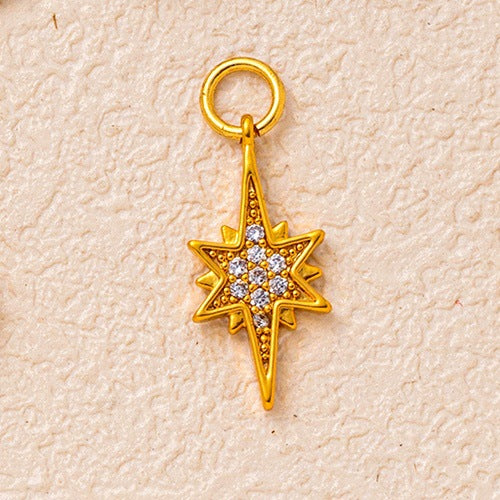 Vintage 18K Gold Plated Stainless Steel Star Eye Charm Bar