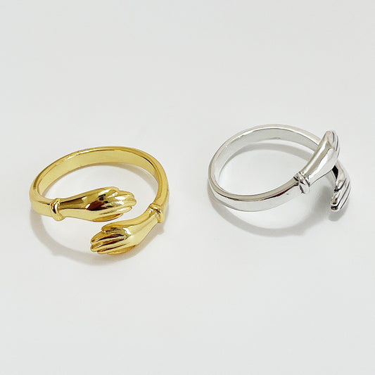 Anillo de plata de ley 925 chapado geométrico para mujer