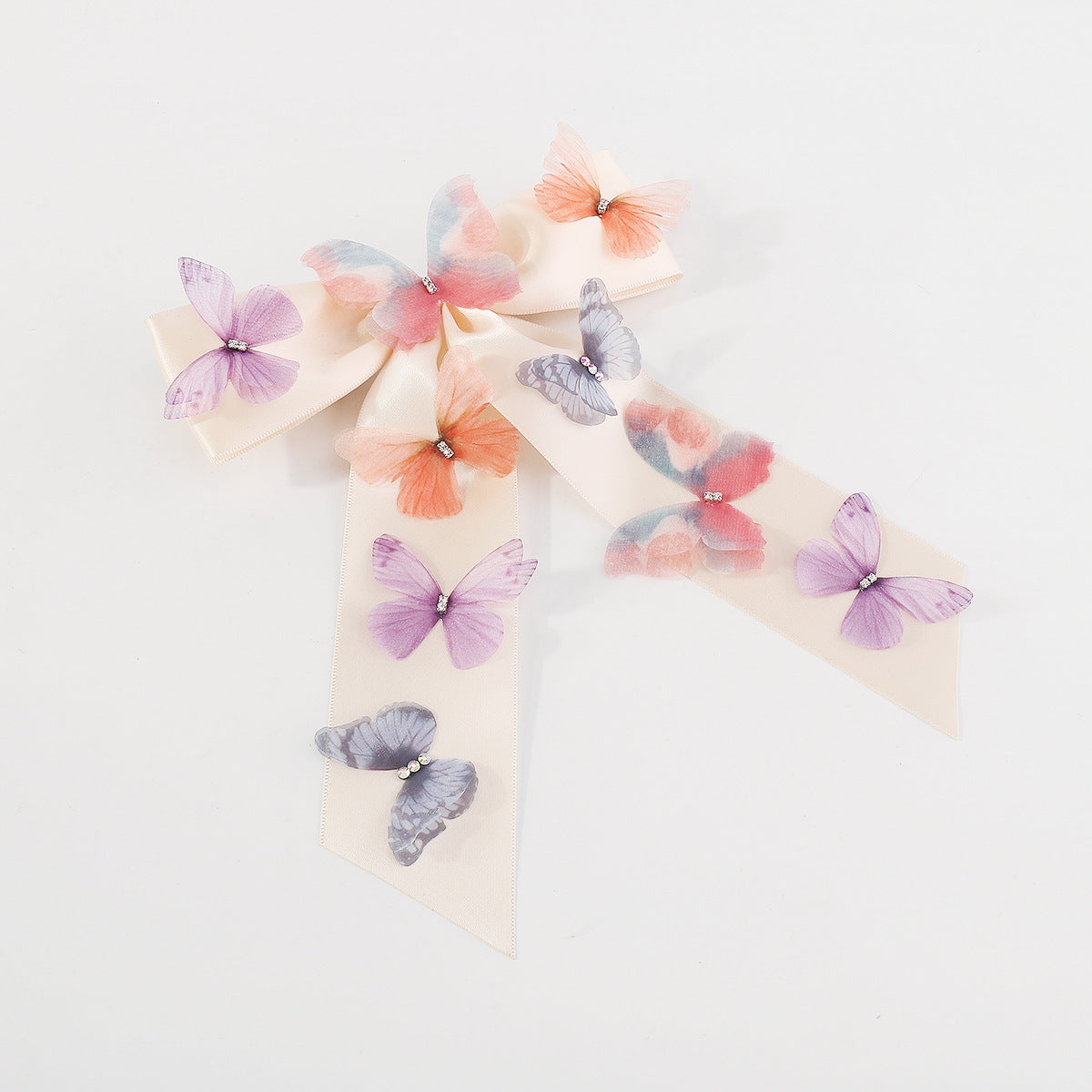 Dolce e Grintosa Molletta per Capelli a Farfalla con Strass Intarsiati su Tessuto in Raso e Tulle, Design a Pinza a Molla per Donne