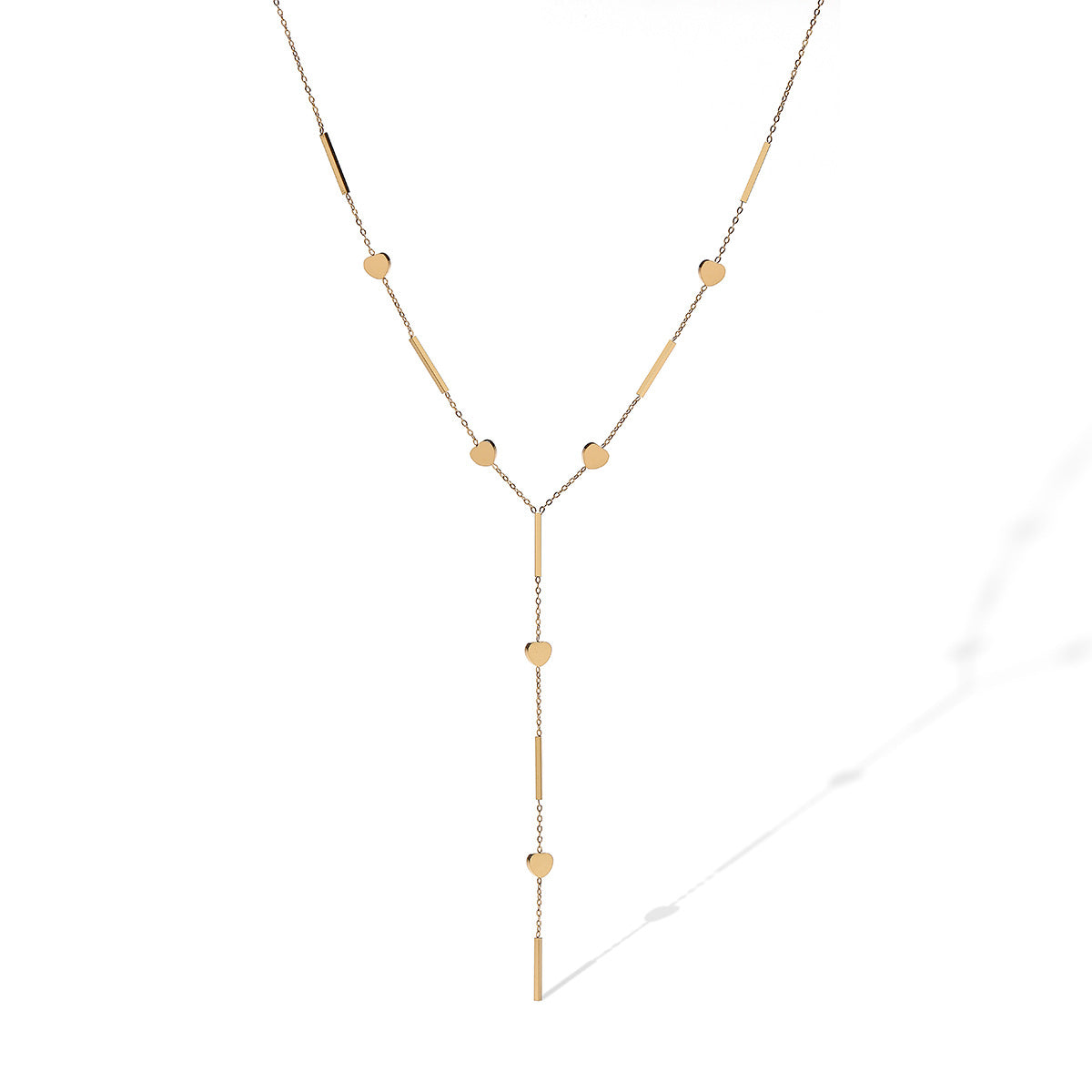 Collana con pendente geometrico minimalista in acciaio inossidabile con placcatura in oro 18 carati da donna