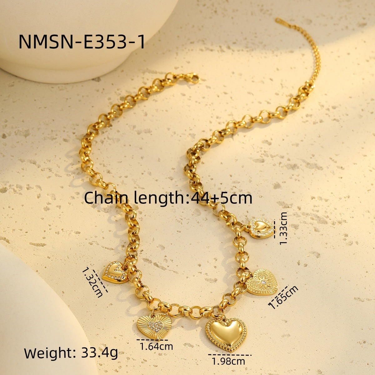 Collana pendente da donna in acciaio inossidabile a forma di cuore, stile minimalista e alla moda, con finitura placcata