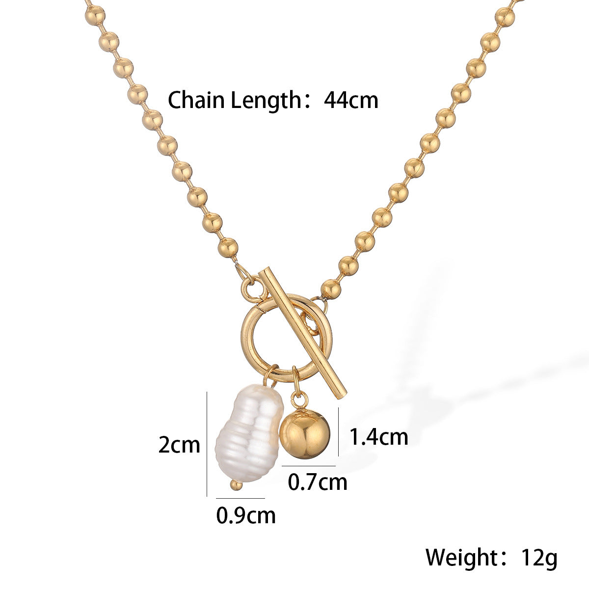 Collar con Colgante de Perla Irregular Geométrica en Acero Inoxidable con Baño de Oro de 18K para un Estilismo Versátil de Clavícula