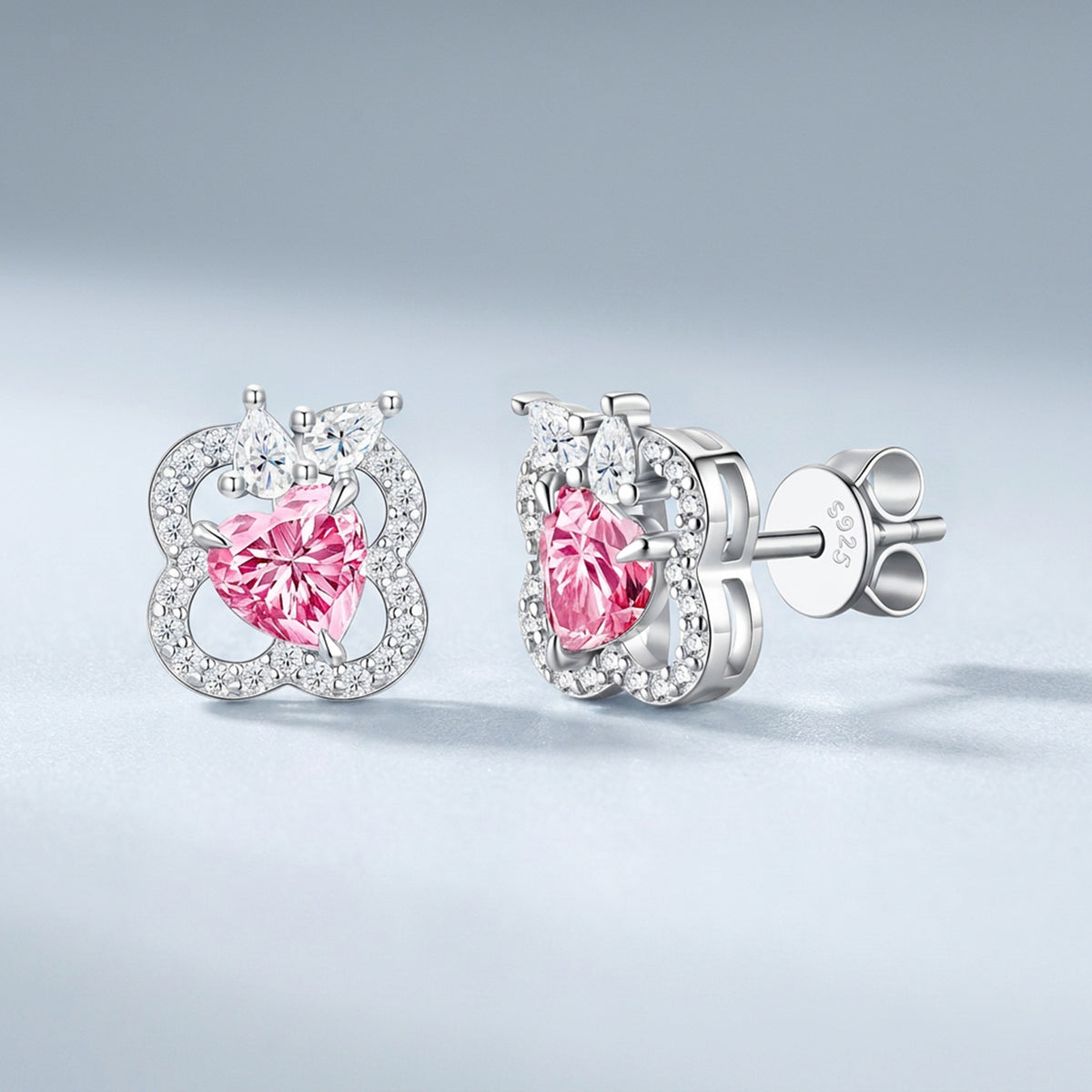 Minimalist Sweet Geometric Full Paved Moissanite 925 Sterling Silver Earrings for Women