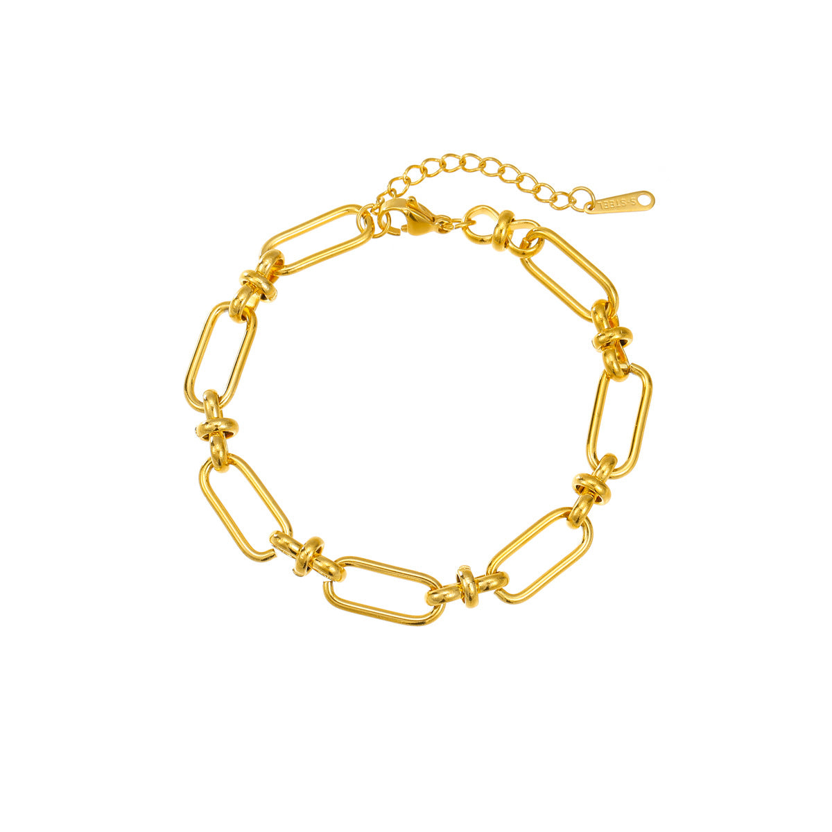 Pulsera con cierre cruzado de cadena ancha estilo OL de moda en acero inoxidable con chapado al vacío de oro de 18 quilates
