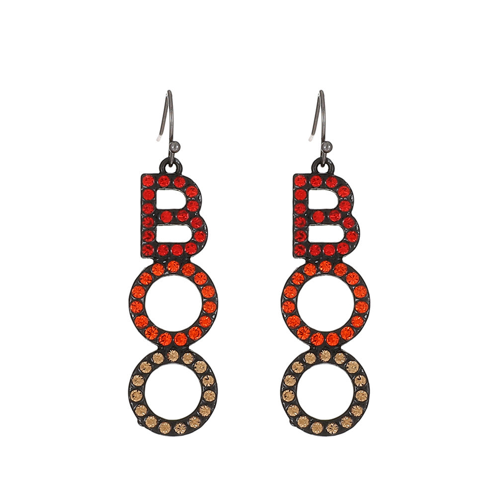 Pendientes de aleación con diseño de calabaza y calavera, estilo punk, chapados en oro, para mujer, temáticos de Halloween