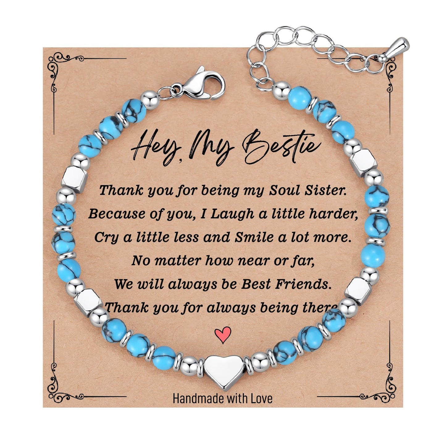 Fashion Heart Shaped Crystal Beaded Stainless Steel Bracelet for Women